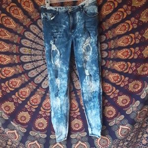 Acid wash denim jeans